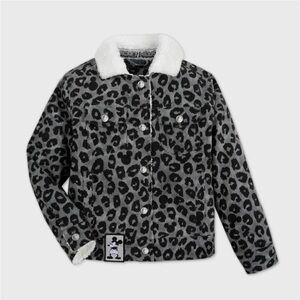 Disney baby girls MICKEY MOUSE corduroy faux Sherpa jacket gray animal pockets 2